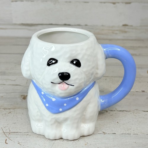 White toy poodle coffee mug - toy,