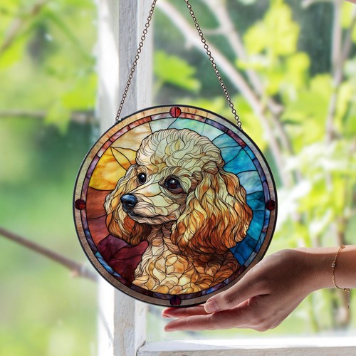 Toy poodle stained glass - poodle,